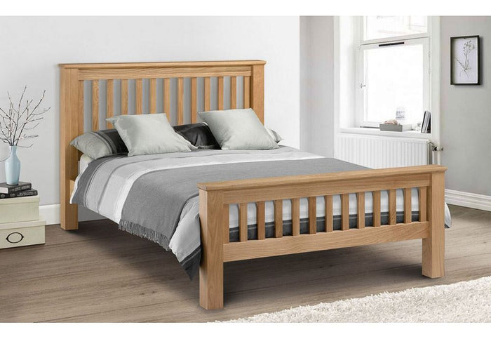Julian Bowen Amsterdam Oak High Foot End Wooden Bed 4FT6 Double 5FT King 6FT