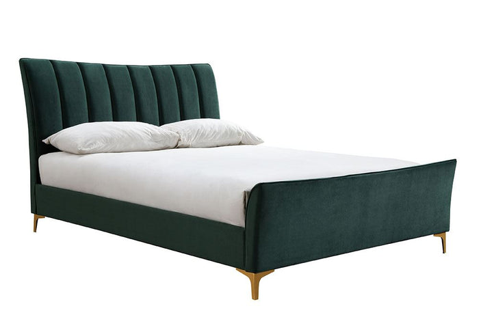 Birlea Clover Green and Grey Upholstered Fabric Bed Small Double, Double, King
