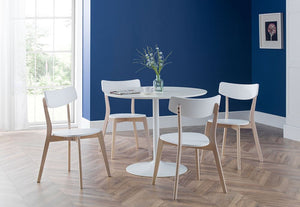 Julian Bowen Blanco Oak & White and Pure White Round Pedestal Table (6570241458350)