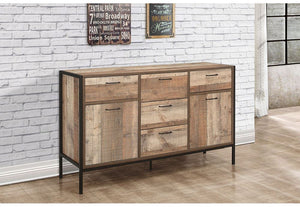 Birlea Urban Rustic Wood Effect with Black Metal Frame Large Sideboard (5596239954086)