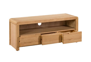 Julian Bowen Curve Soild Oak 3 Drawer 1 Shelf TV Unit (5805854458022)