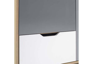 Seconique Bergen Oak Effect with White and Grey Tall Sideboard/Wine Rack (5732314677414)