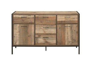 Birlea Urban Rustic Wood Effect with Black Metal Frame Large Sideboard (5596239954086)