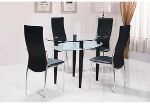Seconique Berkley Clear Glass Table with White Faux Leather Dining Set (5718918561958)