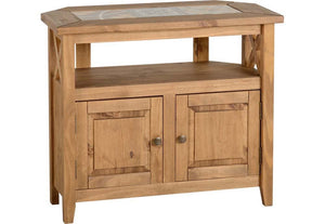 Seconique Salvador Distressed Waxed Pine Tile Top Corner TV Unit (5759289524390)