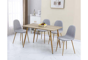 Seconique Barley Oak Effect Rectangular Table with 4 Grey Fabric Chairs Set (5709293060262)