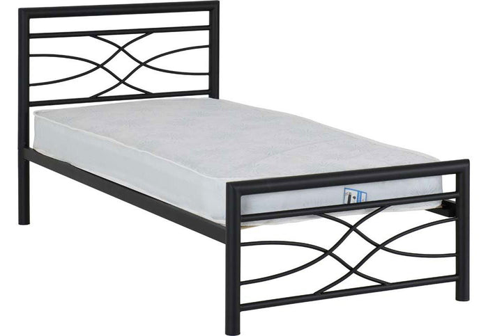 Seconique Kelly Black Metal Bed 3FT Single - 90cm 4FT6 Double - 135cm