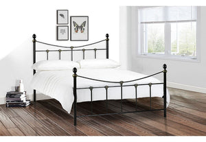 Julian Bowen Rebecca Satin Black & Stone White Metal Bed Single Double 5FT King (5644940640422)