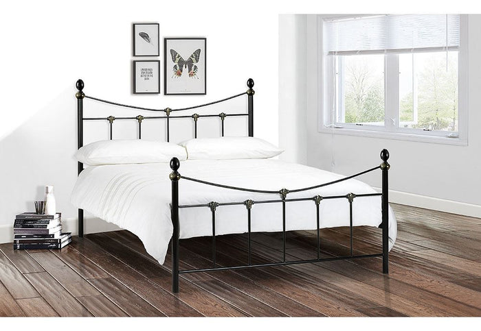Julian Bowen Rebecca Satin Black & Stone White Metal Bed Single Double 5FT King
