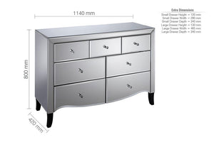 Birlea Palermo Mirrored Glass 2 Over 2 and 3 Over 4 Chest of Drawer (5600463421606)