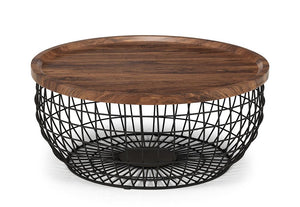 Julian Bowen Smithson Walnut Effect with Black Metal Coffee Table (5644612010150)