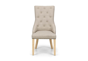 Julian Bowen Loire Oatmeal Linen & Rubbewood Button Back Dining Chair (7582881120430)