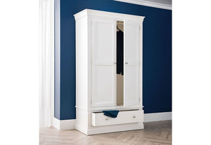 Julian Bowen Clermont White Soild Pine 2 Door 1 Drawer Combination Wardrobe (5801659498662)