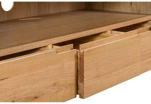 Julian Bowen Curve Soild Oak 3 Drawer 1 Shelf TV Unit (5805854458022)