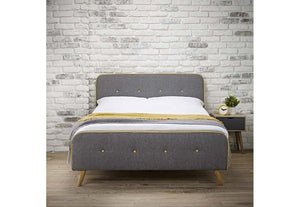 LPD Furniture Loft Grey Upholstered Fabric Bed Frame 4FT6 Double 5FT King Size (6164258586798)