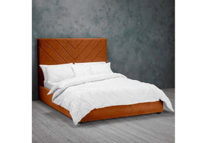 LPD Islington Blue Green & Orange Upholstered Fabric Bed Double King Size (6164079673518)