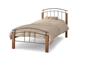Serene Tetras White Beech & Black White Beech &Silver Metal Bed 3FT 4FT 4FT6 5FT (7016931393710)