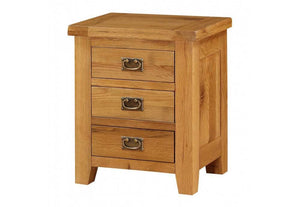 Heartlands Acorn Solid Oak 3 Drawer Bedside Table/ Nightstand/ Bedside Cabinet (7484013314222)