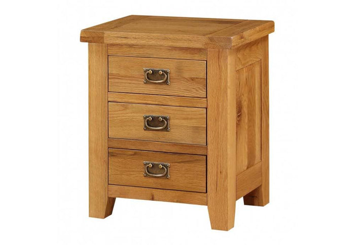 Heartlands Acorn Solid Oak 3 Drawer Bedside Table/ Nightstand/ Bedside Cabinet