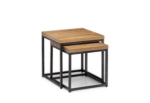 Julian Bowen Brooklyn Solid Oak & Gunmetal Nest of Tables (5644658376870)