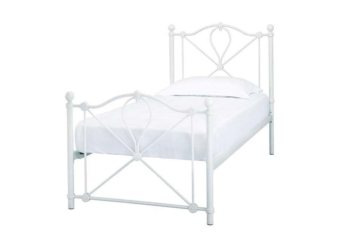 LPD Furniture Bronte White Metal Bed Single Double and King Size