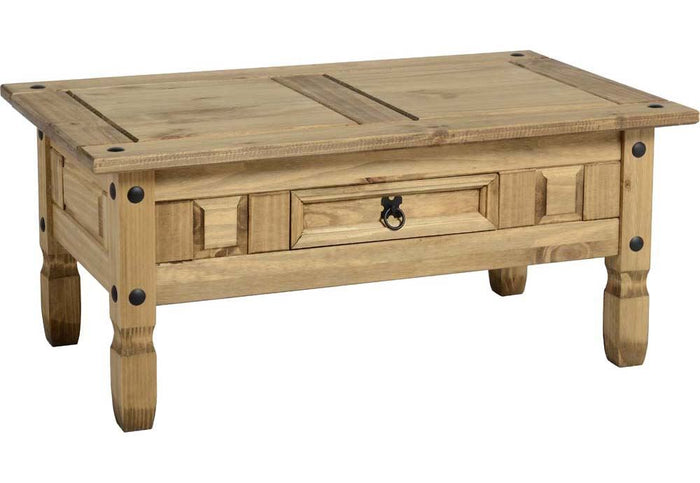 Seconique Corona Grey and White and Distressed Waxed Pine 1 Drw Coffee Table