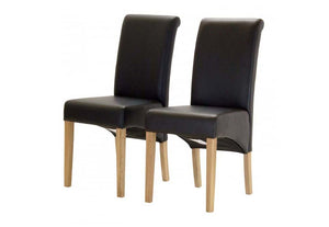 OSD Ussuriysk Black & Brown PU with Oak Legs Dining Chair (7622125551790)
