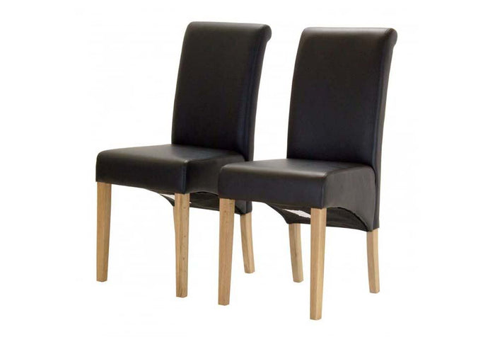 OSD Ussuriysk Black & Brown PU with Oak Legs Dining Chair