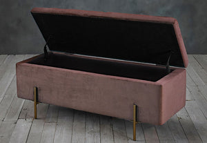 LPD Lola Grey Mustard Pink & Teal Velvet Storage Ottoman Bench (6169626902702)