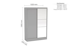 Birlea Lynx High Gloss 2 Door Sliding Mirror Wardrobe (5600546324646)