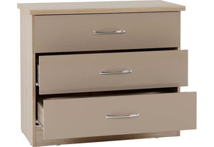 Seconique Nevada Grey, Oyster, Sonoma Oak and White 3 Drawer Chest (5774986772646)