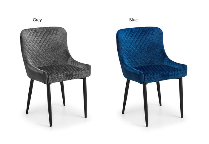 OSD Luxe Blue and Grey with Black Legs Dining Chair (Set of 2)