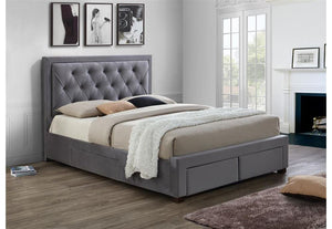 Birlea Woodbury Grey Velvet Upholstered Fabric Bed Double, King and Super King (5597391978662)