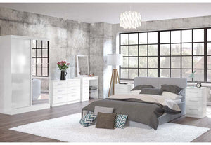 Lynx White Gloss Bedroom Furniture Wardrobe Chest Bedside by Birlea (6772085719214)