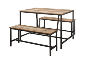 Birlea Urban Rustic Wood Effect with Black Metal Frame Dining Table & Bench Set (5596113698982)