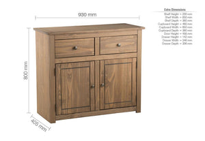 Birlea Santiago Distressed Waxed Finish Solid Pine 2 Door 2 Drawer Sideboard (5596182741158)