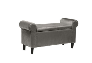 LPD Furniture Highgrove Beige, Grey & Silver Velvet Ottoman Storage Stool (6169595773102)