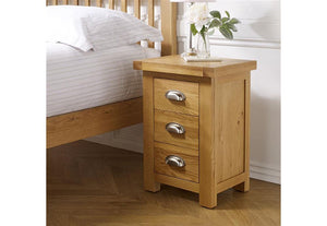 Birlea Woburn 3 Drw Bedside Table/ Nightstand/ Bedside Cabinet Oak/Oak Veneers (5600387137702)