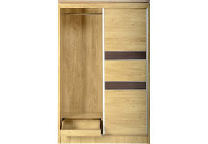 Seconique Charles Oak with Walnut Trim and White 2 Door Sliding Wardrobe (5740986040486)