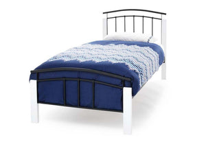 Serene Tetras White Beech & Black White Beech &Silver Metal Bed 3FT 4FT 4FT6 5FT (7016931393710)