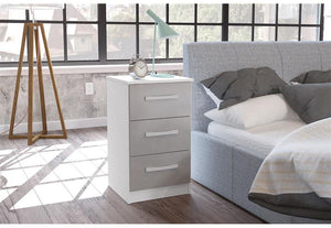 Birlea Lynx High Gloss 3 Drawer Bedside Table/ Nightstand/ Bedside Cabinet (5600283263142)