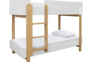 LPD Furniture Hero Grey/Oak White/Oak Wooden Bunk Bed w/ 3FT Cool Touch Mattress (6169592692910)