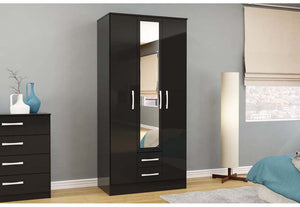 OSD Lynx High Gloss Black Wardrobe (7582012670126)