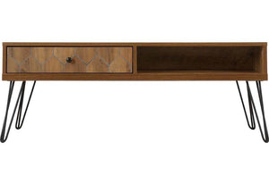 Seconique Ottawa Medium Oak Effect with Black 1 Drawer Coffee Table (5754537476262)