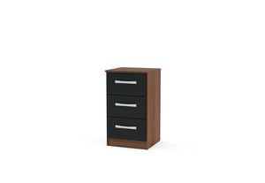 Lynx Walnut & Black Gloss Bedroom Furniture Wardrobe Chest Bedside by Birlea (6771742867630)
