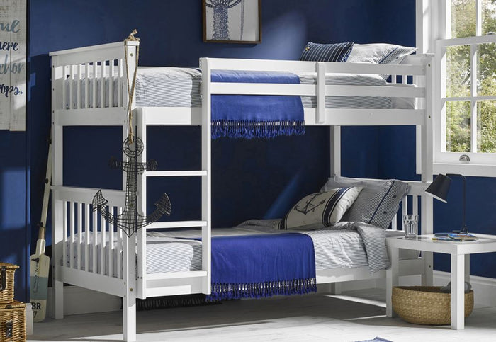 LPD Leo Navy Blue, Pine, White Wooden Bunk Bed