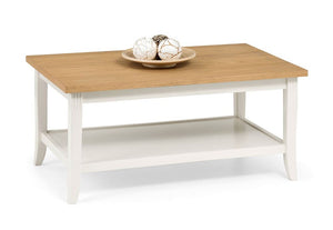 Julian Bowen Davenport Oak Veneered Top with an Ivory Base Coffee Table (5644587630758)