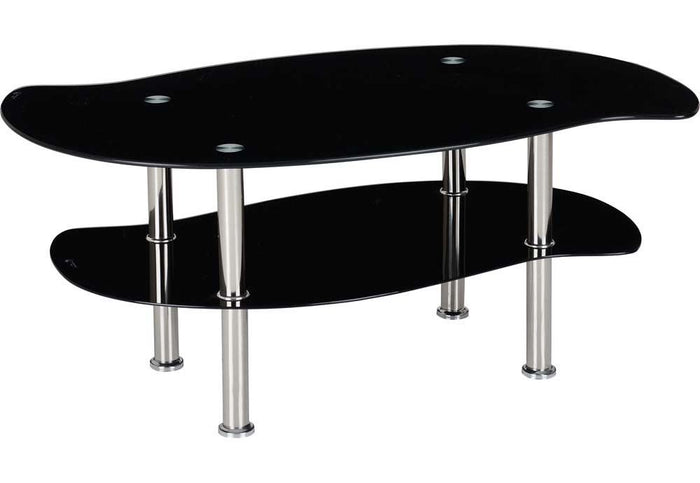Seconique Colby Clear Glass and Black Glass with Silver Coffee Table