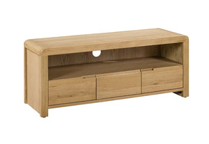 Julian Bowen Curve Soild Oak 3 Drawer 1 Shelf TV Unit (5805854458022)