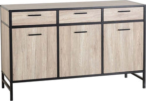 Seconique Warwick Oak Effect Veneer with Black Sideboard (5759421874342)